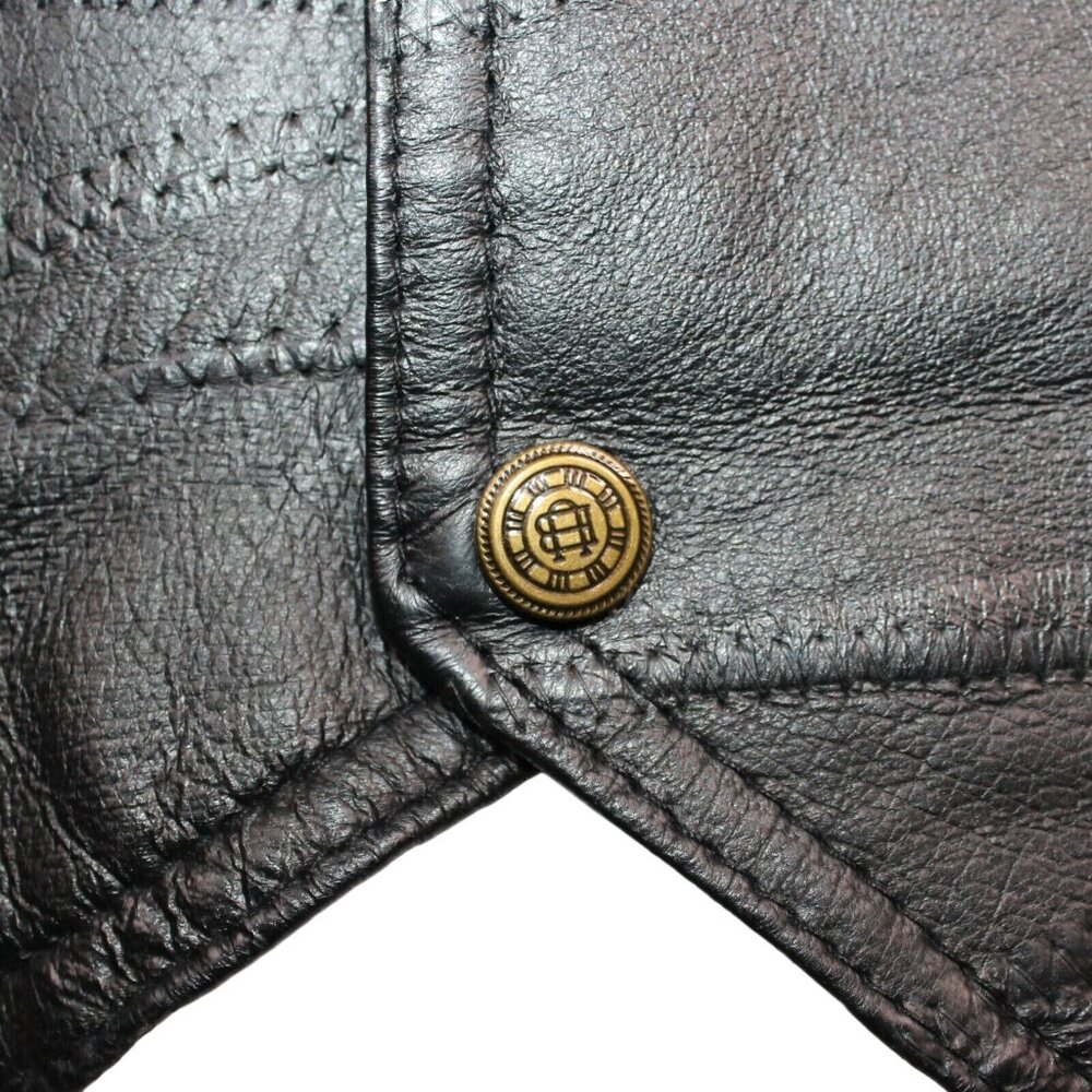 Leather Black Patchwork Motorcycle Vest WW II Embroidered Patch Veteran Military - Picture 8 of 9